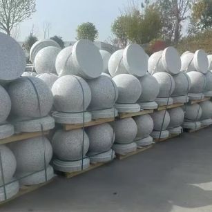 庆阳 白麻花岗岩石材圆球，石球，挡车球，隔离球，景观石球，风水球等