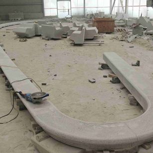 庆阳 芝麻白花岗岩弧形花坛石，坐凳石