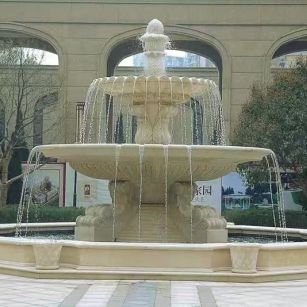 庆阳 黄金麻花岗岩异型加工——户外庭院石雕流水喷泉