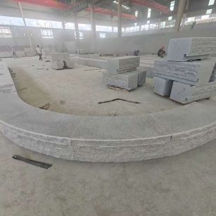 庆阳 芝麻白异形坐凳，自然面光面弧形加工