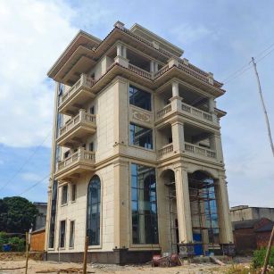 庆阳 黄金麻花岗岩石材别墅外墙干挂搭配（雕花栏杆花瓶柱门楼罗马柱）