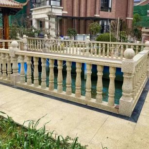 庆阳黄金麻花岗岩石材栏杆，扶手，将军柱，花瓶柱