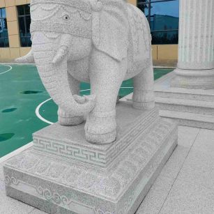 庆阳 白麻花岗岩动物异形石雕-大象