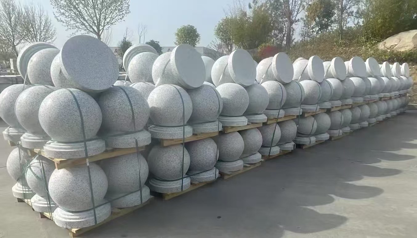 庆阳 白麻花岗岩石材圆球，石球，挡车球，隔离球，景观石球，风水球等